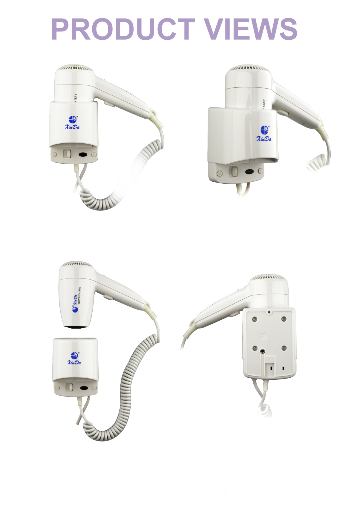 Sèche-cheveux pliable simple avec étagère murale Simple folding hair dryer with wall shelf